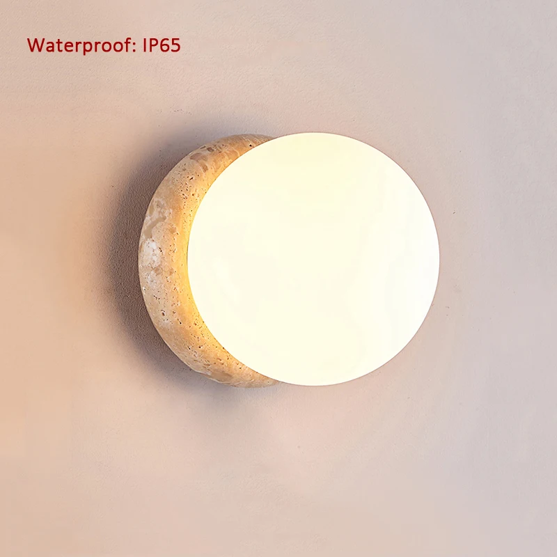 Wabi Sabi Travertine Sconce for Corridor Staircase Balcony Bedroom Bedside Natural Stone Decor Wall Lamp