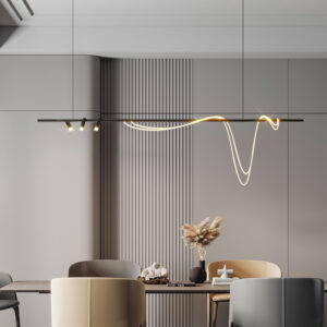 Modern luxury long strip lamp pendant lightsr dining room lamps creative linear arc LED restaurant chandelier SSM-5011 image 1