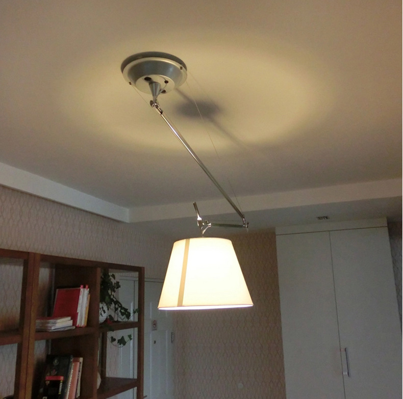 Long Arm Fabric Lamp Shade Interior Adjustable Angle Flush Mount Wall and Ceiling Light
