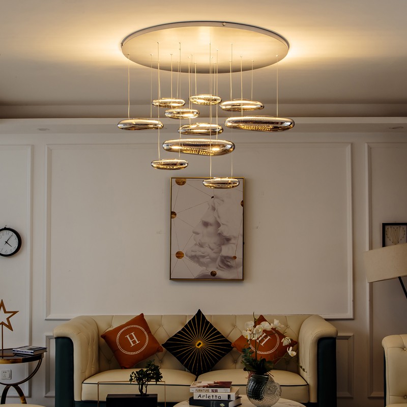 Modern Chandelier Smoked Grey Color Glass Hanging Lamps For Home Decoration Pendants Lamp Dining Tables Kitchen Living Room