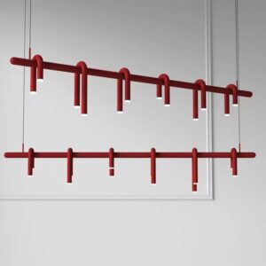 2025 Nordic Modern Wine Red Metal U Shape Creative Dining Room Decoration Hanging Pendant Lamps LED Chandelier SSM-9799 image 1