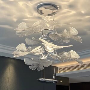 Minimalist French style living room suspended petal pendant lamp dining room bedroom designer light luxury art SSM-9825 image 1