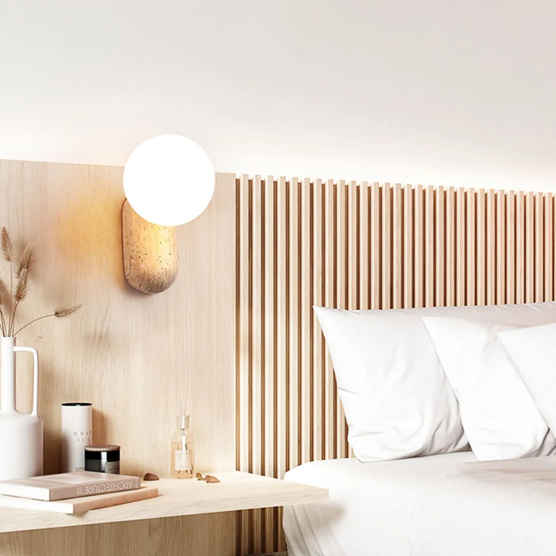 Cream Style Bedroom Bedside Led Wall Lamp Nordic Minimalist Staircase Bathroom Japanese Design Sense Retro Sconce Corridor Light