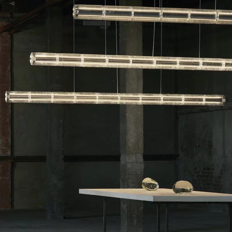 New Design Modern Minimalist Art LED Dimming Touch Linear Glass Pendant Light Dinning Room Kitchen