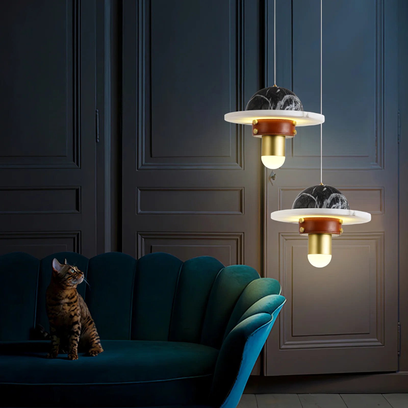 Modern Cement Planet Bedside Pendant Lamp for Dining Room Living Room Bedroom Creative Design with Project Installation Service