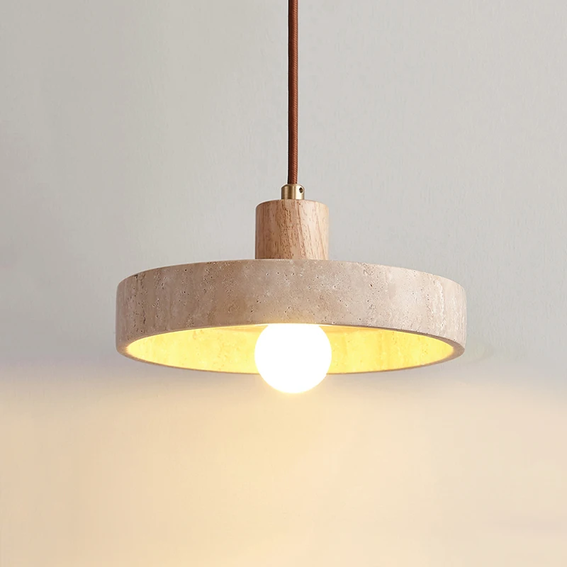 Japanese Wabi Sabi Yellow Stone Pendant Lamp Nordic Corridor Bedroom Balcony Ceiling Decoration Chandelier Living Room LED Light