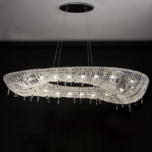 Customizable Postmodern Asymmetrical Oval Crystal Chandelier Luxury Designer Statement Stainless Steel Led Hanging Light SSM-9908 image 1