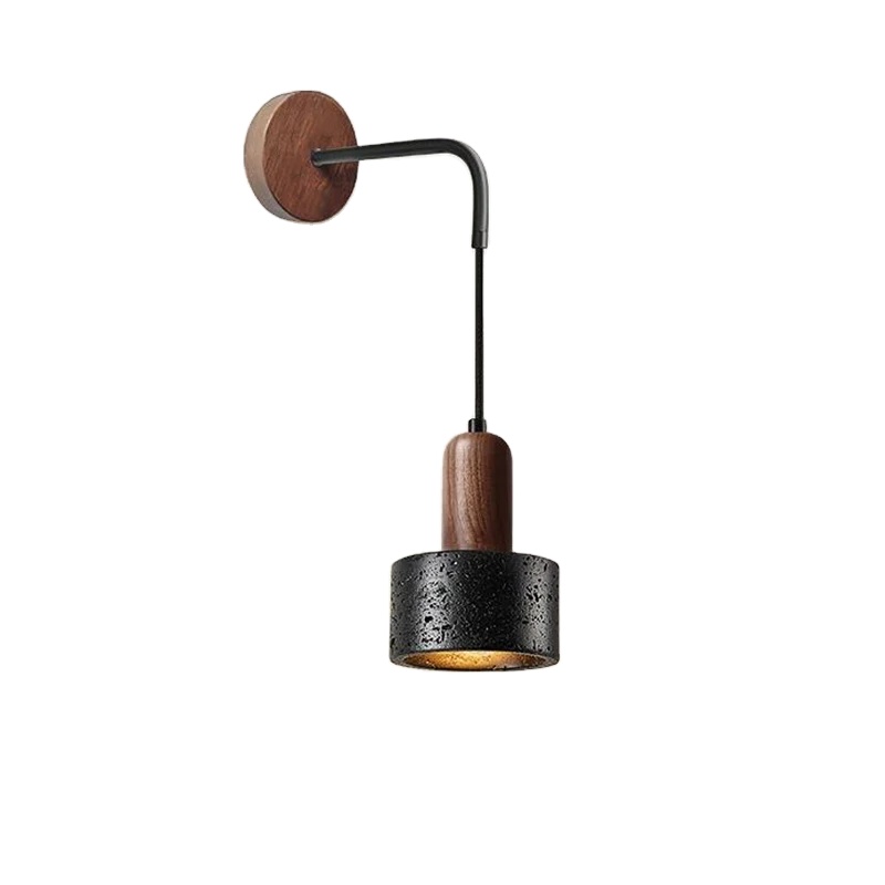 Japanese Wabi Sabi Hanging Black Stone Decor Wall Lights for Home Bedroom Living Room Hotel Homestay